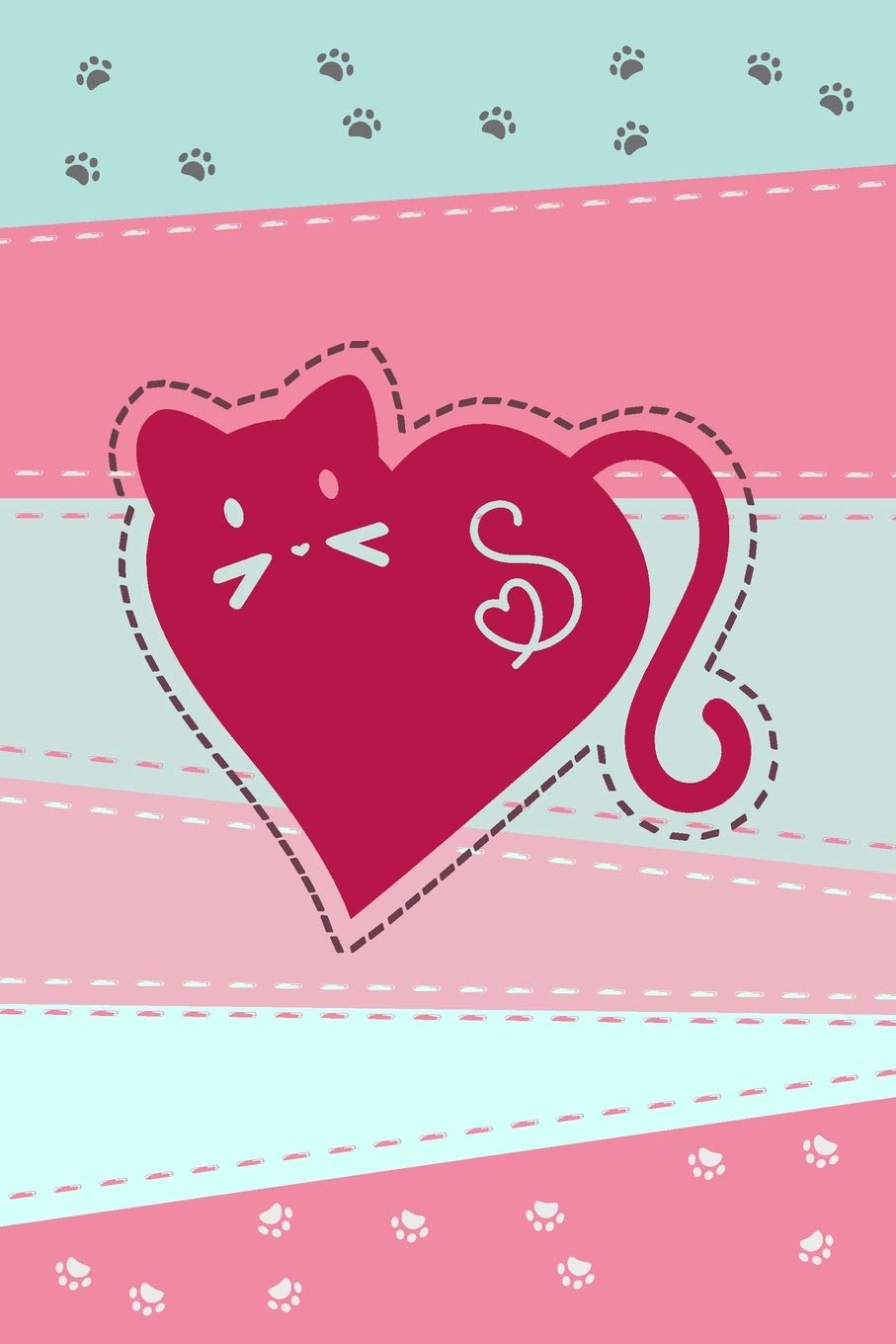 S: Heart Cat Monogram Blank Journal. A perfect romantic notebook for cat lovers.