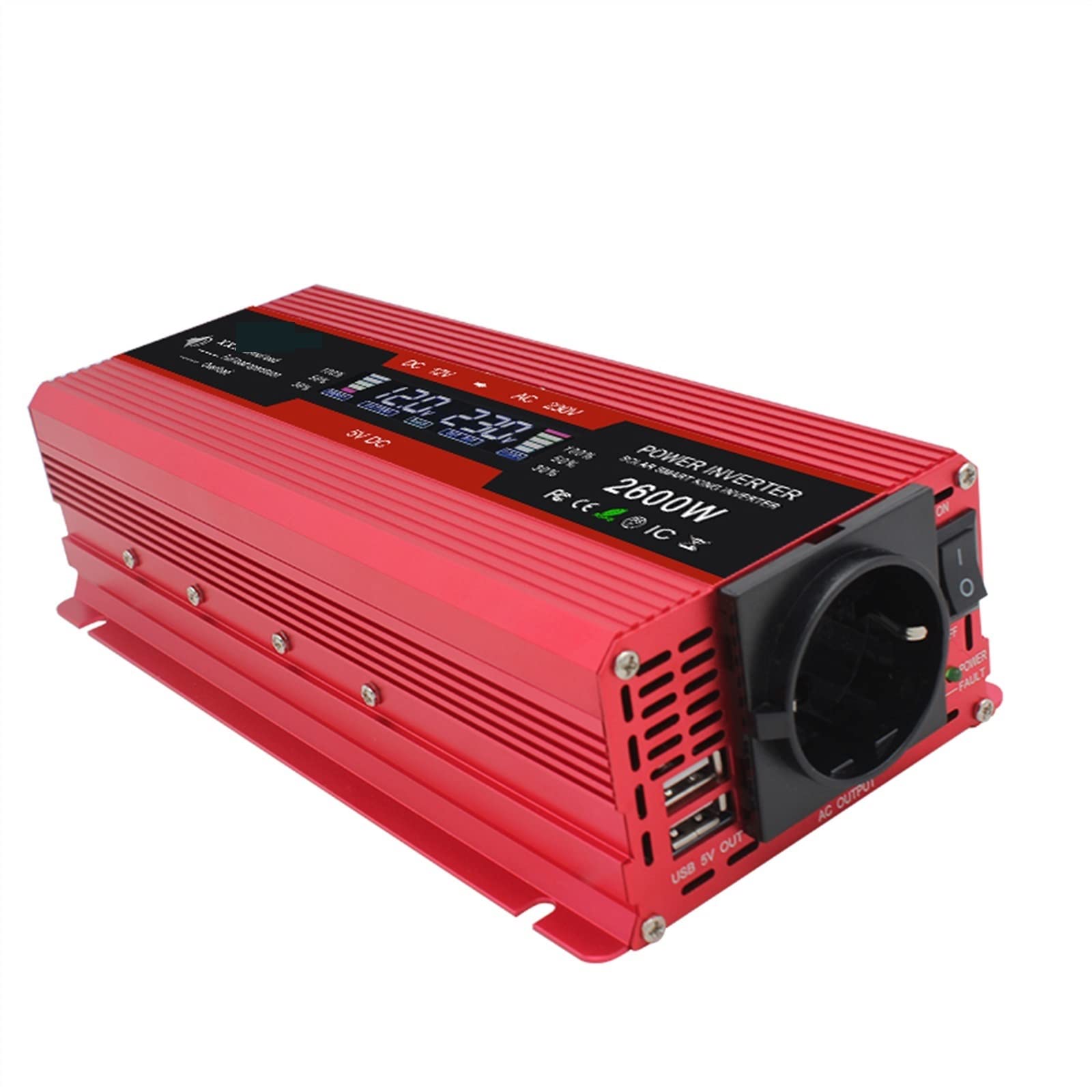 Inversor de Coche Pantalla LCD DC 12V a AC 220 1500W / 2000W / 2600W Transformador de Alta frecuencia de Potencia 12 220 Camping(12V 2000W)