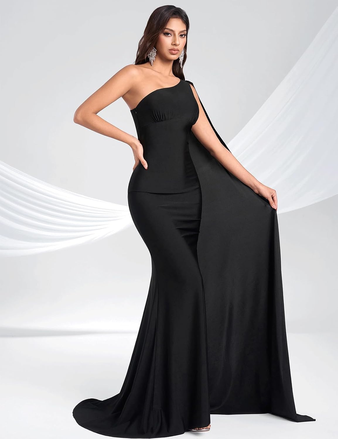 Women's Sexy One Shoulder Sleeveless Bodycon Dresses Evening Maxi Formal Dress - Image 5