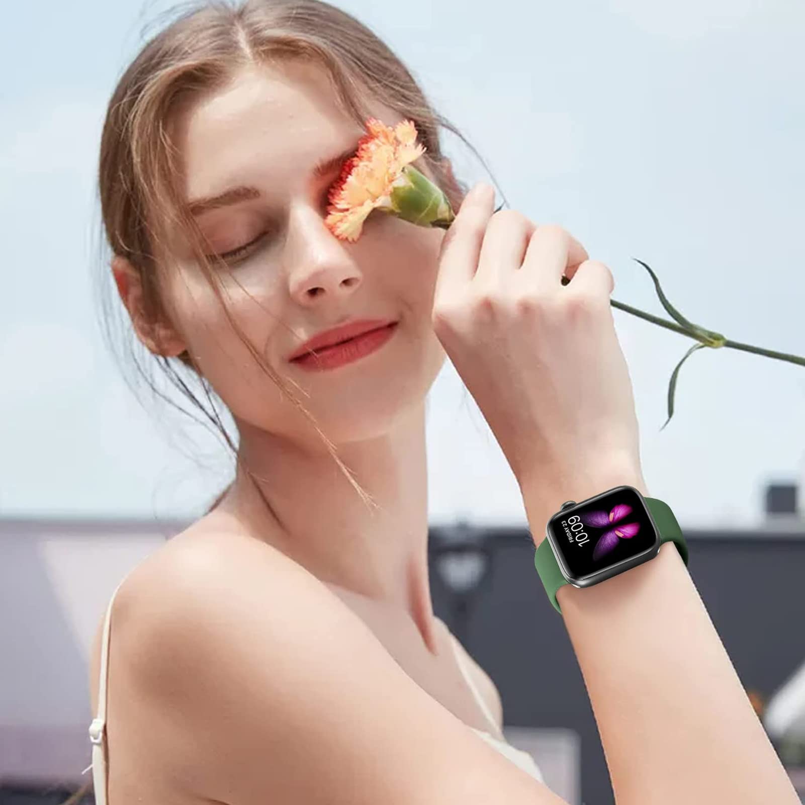 Lysun Pasek kompatybilny z Apple Watch 38 mm/ 40 mm/ 41 mm, miękki silikonowy pasek sportowy, kompatybilny z iWatch Series 7/3/ 2/1/ SE, dla kobiet i mężczyzn