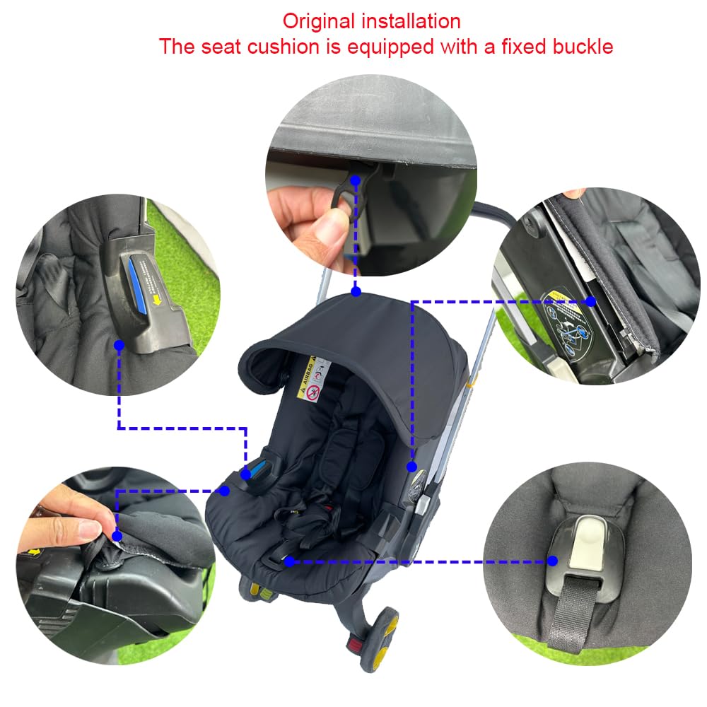 Feliliber Stroller Replacement Seat Cushion Compatible with Doona Car Seat Stroller (Black)