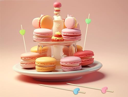 Miniatura 6 de ONLYKXY 20 palillos de bambú de 4.72 pulgadas con forma de corazón de plástico para aperitivos, fiesta de té, despedida de soltera, boda, San