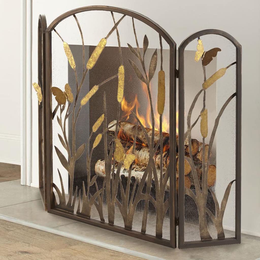 Schermi per Caminetti di Guardia Schermo fattorino camino con rete for rendere la vecchia farfalla cattail decorazione camino copertura protettiva copertura cavo recinzione partizione Accessori per Ca