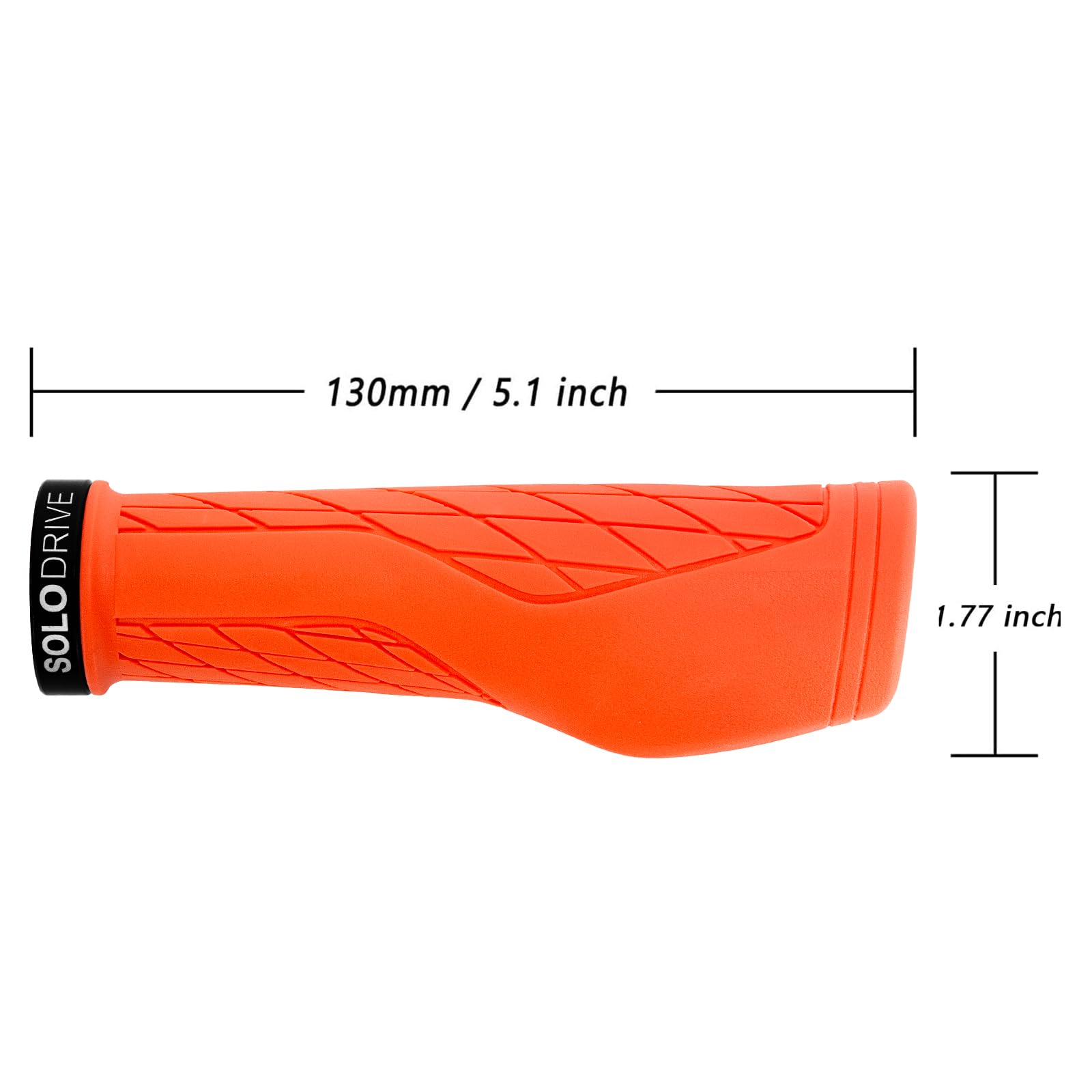SOLODRIVE Impugnature per Bicicletta da Montagna Ergonomiche, Manopole Comfortevoli per Manubrio, Single Lock-on e Antiscivolo, Adatte per MTB, E-Bike, Hybrid e Scooter