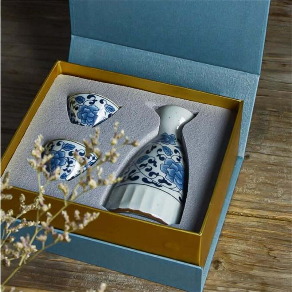Retro White Wine Sake Wine Set Ceramic Small Wine Pot Gift Box Set Household Wine Pot Wine Glass Gift Box