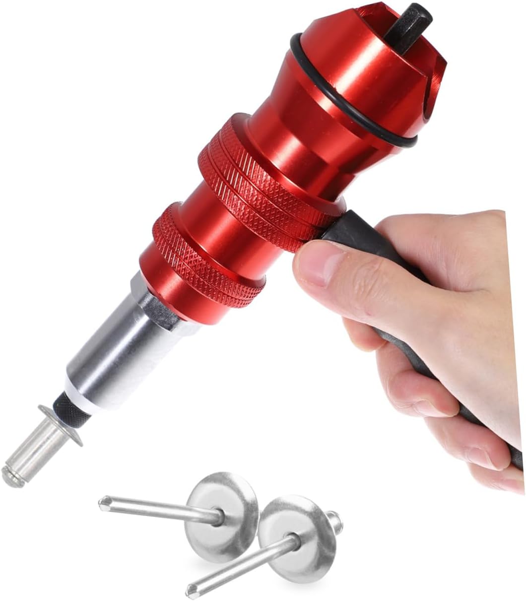 1Set Electric Rivet Tool Adapter Aluminum Alloy Cordless Drill Connector Head for Efficient Drilling Riveting Screwing Lightweight Portable Design Includes Metric and SAE