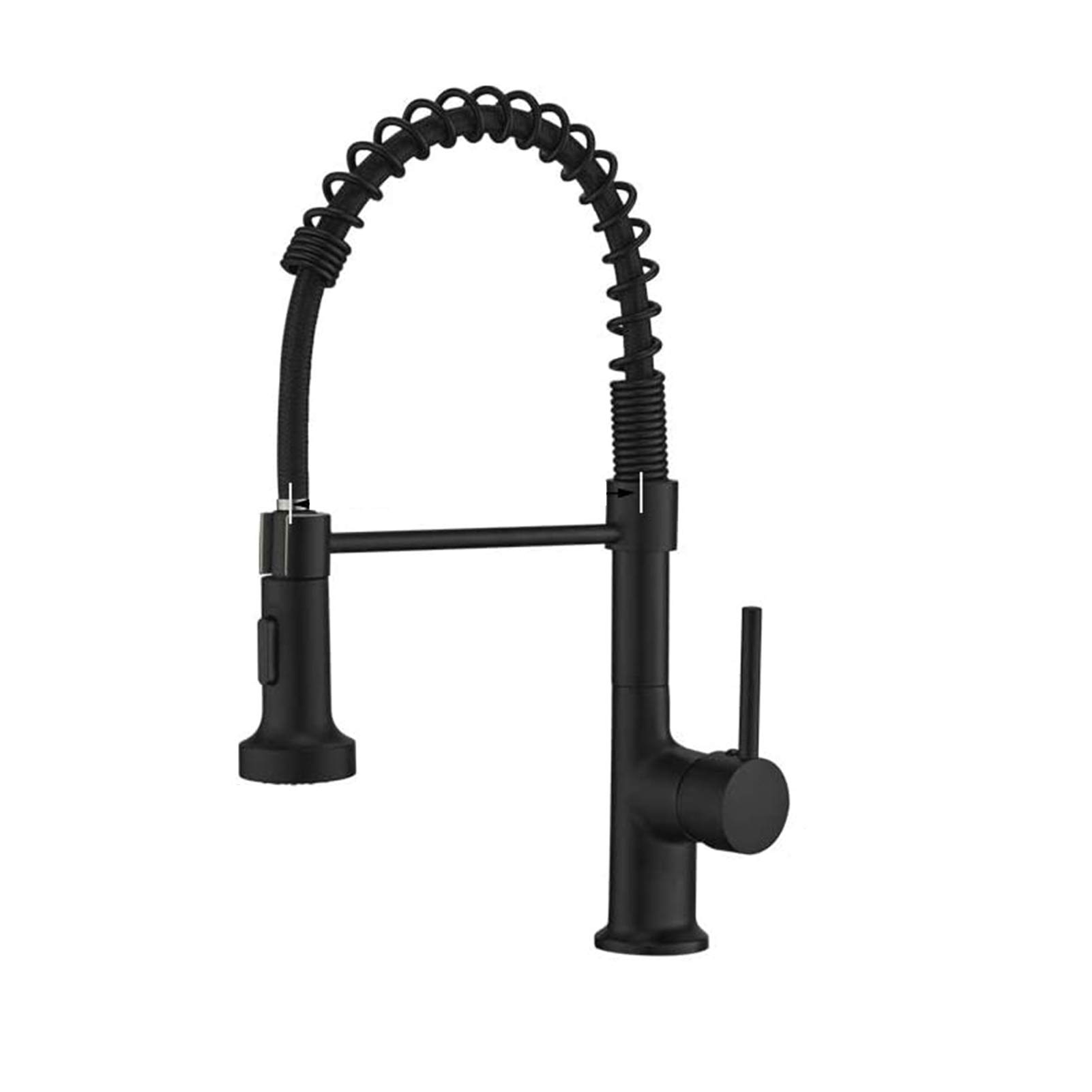 Robinet d'évier de cuisine au design ressort moderne, mitigeur monocommande élégant noir mat