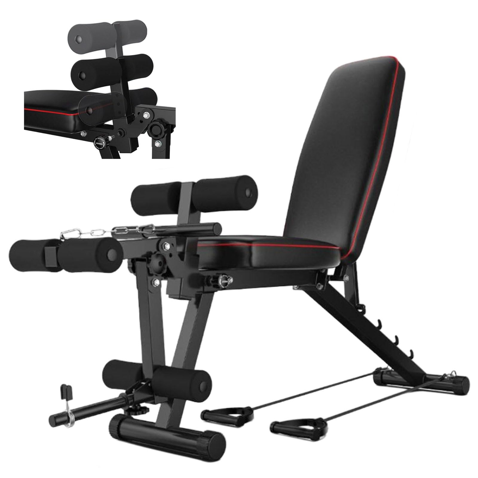 Banco de Pesas Ajustable Banco Musculación Banco de Gym Banco Abdominales Banco de Ejercicios Bancos de Gimnasio Entrenamiento de Cuerpo CompletoBlack,48 * 162 * 111CM