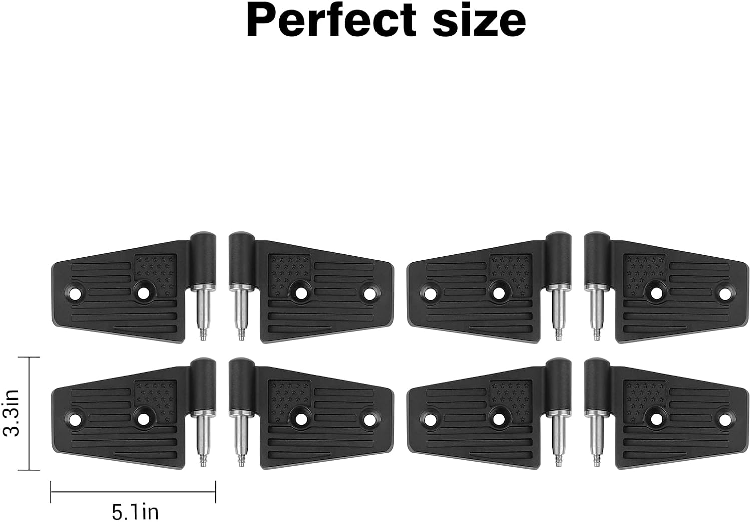 JeCar Door Hinge Kits American Flag Door Hinge Exterior Accessories Compatible with Jeep Wrangler JK & Unlimited Sports Sahara Rubicon 2007-2018, Aluminum Alloy, 8PCS