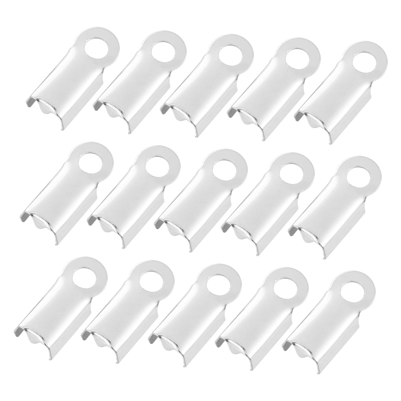 Operitacx 500pcs Smooth Square Clip Jewelry Making Kit Tinsel Ribbon Ends DIY Pendant Rope Bracelet Necklace Clamps