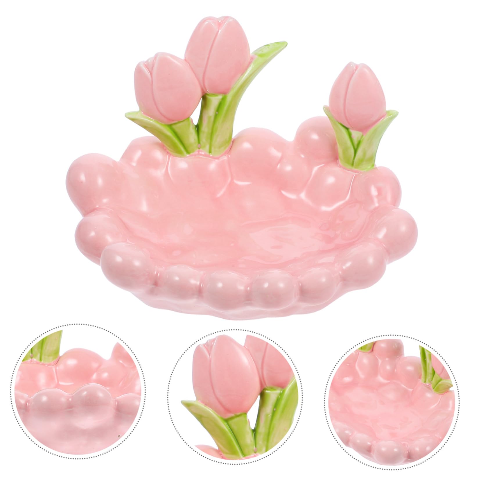 Keramik Schmuckschale Tulpenform Rosa für Ring und Schlüsselablage