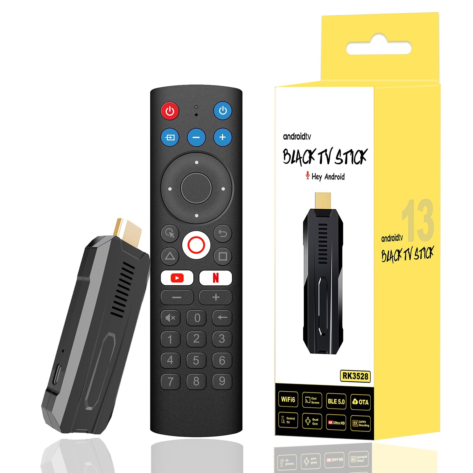 BOXPUT R3 TV Stick, Android 13 TV Stick, 2G 16G 4K Max Streaming, Dual WiFi6 2.4G/5G BT5.0 8K Decodifica TV Stick, con telecomando Bluetooth vocale isolamento a infrarossi