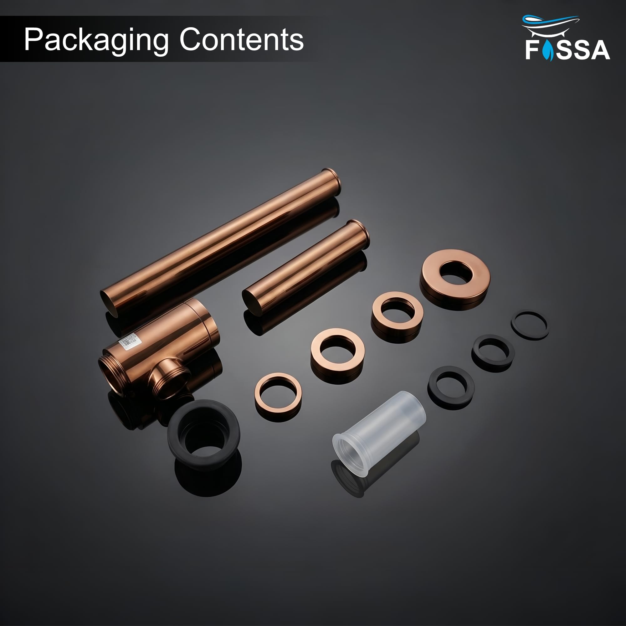 Fossa 304 Stainless Steel Bottle Trap – 12-Inches Long Pipe for Wash Basin, Bathroom & Kitchen Sink | Rust-Free Modern Bottle Trap Fitting Rose Gold (Chrome Finish) 2
