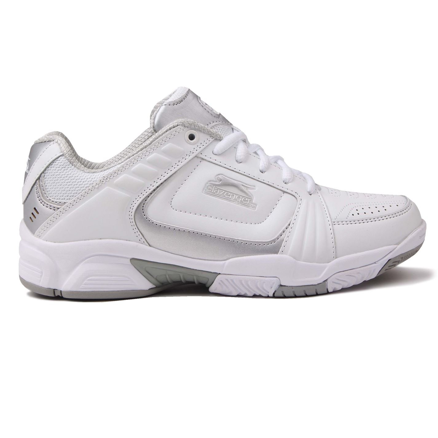 Slazenger Damskie buty tenisowe buty sportowe buty tenisowe sznurowane, biały - biały srebrny - 36 EU