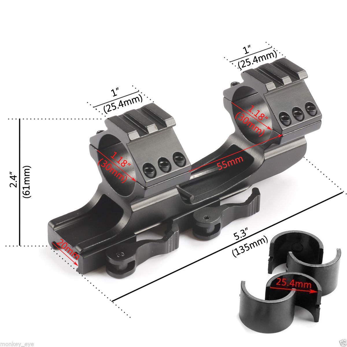 Amazon.co.jp: 1インチ 25.4mm / 30mmスコープマウントリング一体型