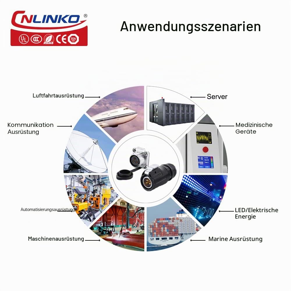 CNLINKO LP-20 Industrieller Wasserdichter Steckverbinder IP68 Rundsteckverbinder Schnellverschluss Luftfahrtstecker Anti-Interferenz-Shell Aviation-Anschluss M20 2-12 Polig Flanschdose (2 Polig)