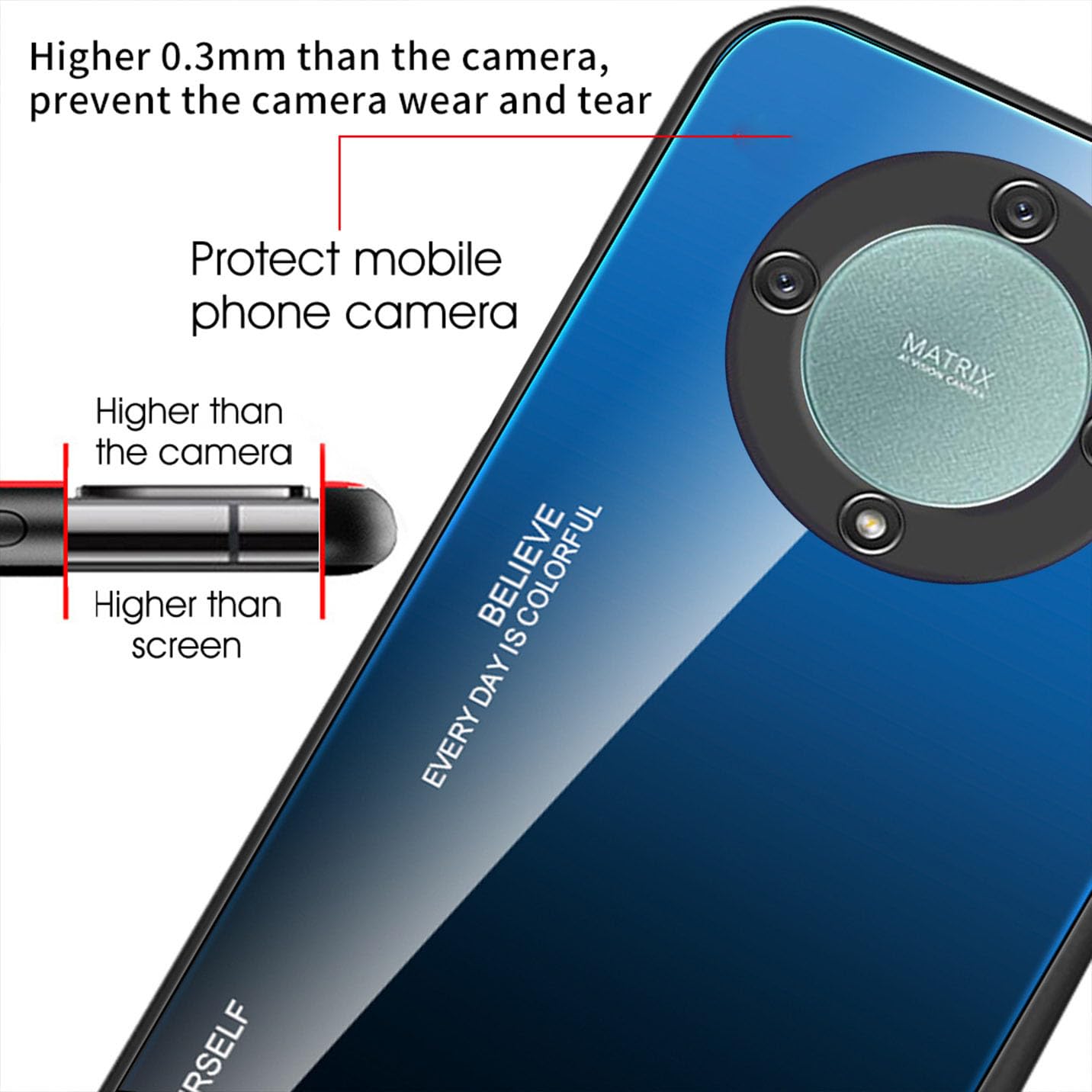 BORYA Cover per Honor Magic 5 Lite 5G (Magic5 Lite), Ultra Sottile Antiurto Morbida Silicone TPU Bumper Custodia, Colorato Gradiente Antigraffio Vetro Temperato Case, Aurora Viola
