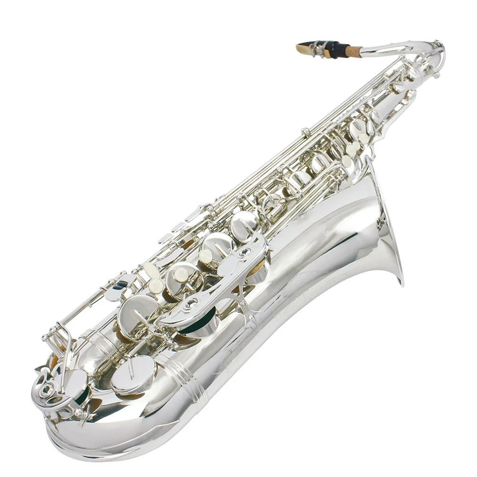 Sassofono Per Principianti Sassofono Tenore Argento Sib Corpo In Ottone Professionale Sax Tenore Sax Regolabile Con Accessori Set Per Principianti(Tenor Sax)