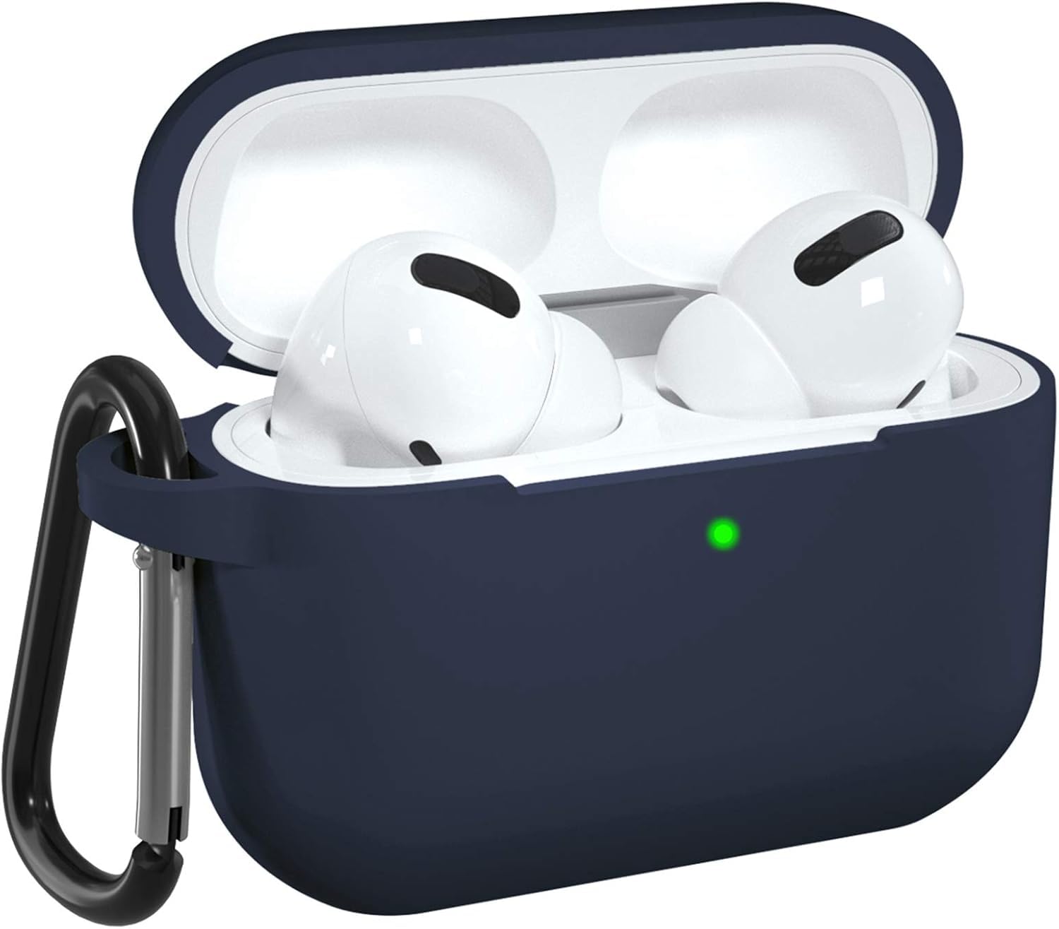 Airpods Pro 2 Case Compatible with Airpod 2 Pro & Airpods Pro, Earphone Case Cover Keychain | Shock Ressitant Full Protection LED Visible (Navy Blue)
