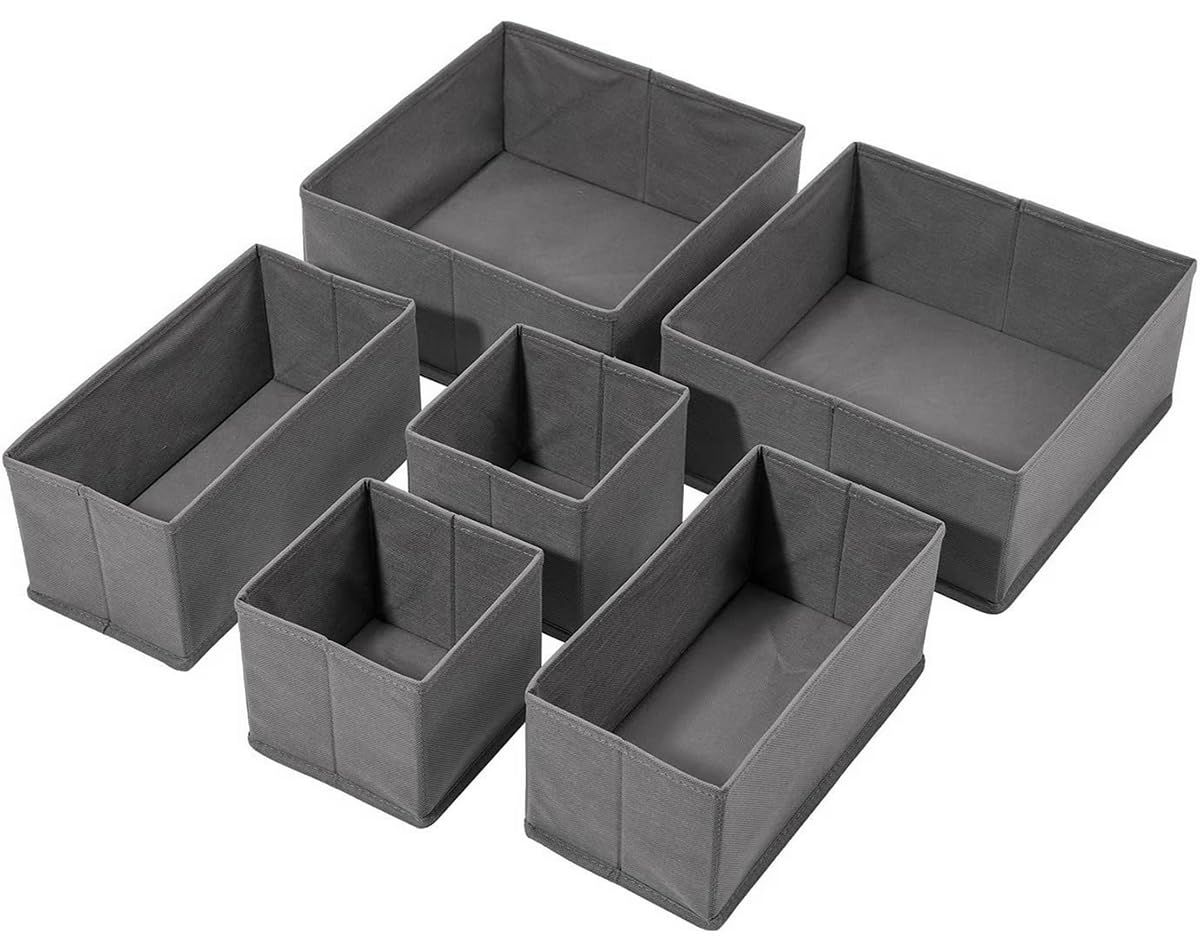 6PCS Drawer Organizer for Clothing Foldable Cloth Drawer Dividers, Washable Closet Organizer and Storage Bins for Clothes Underwear Pants Socks