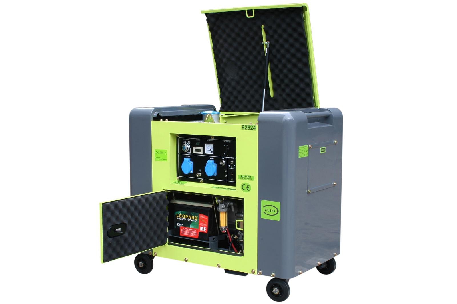 Generador eléctrico diésel insonorizado tipo Panda grupo electrógeno 5.5kW 230V
