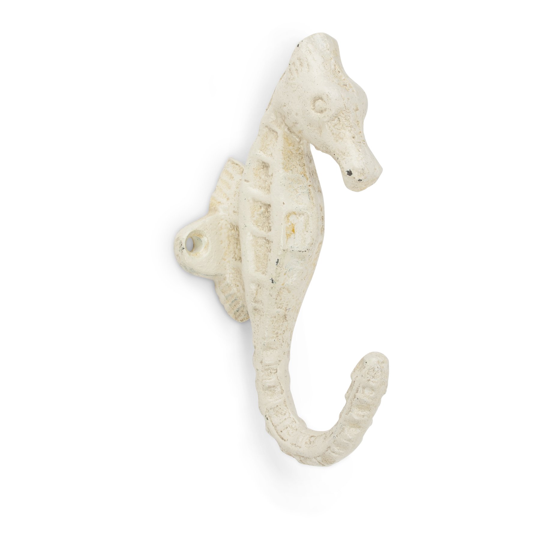Abbott Collection Cast Iron Seahorse Wall Hook, White (5