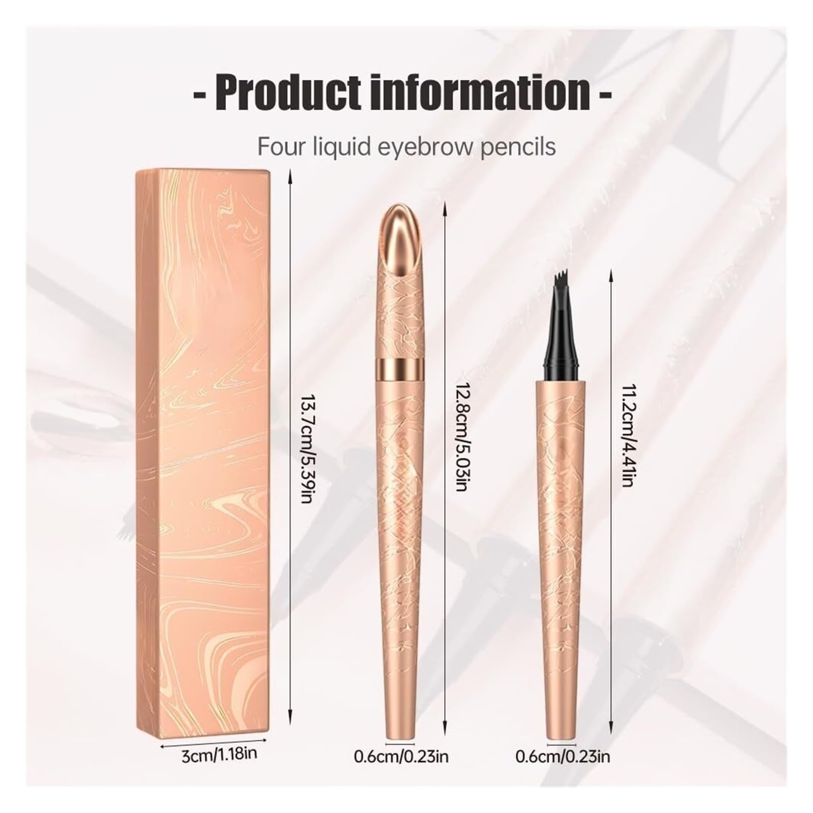 Microblading-Augenbrauenstift, 3D-wasserdichter Premium-Augenbrauenstift mit 4 Spitzen, lang anhaltendes, natürliches, magisches Augenbrauen-Make-up, feiner Konturenstift(All-4Pcs)