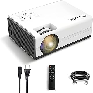 ENUOSUMA Mini Projector, Portable Outdoor Movie Projector with 1080P Supported, Synchronize Smartphone Screen, Home Theater Projector Compatible with TV Stick, AV, Laptop, iOS&Android Smartphone