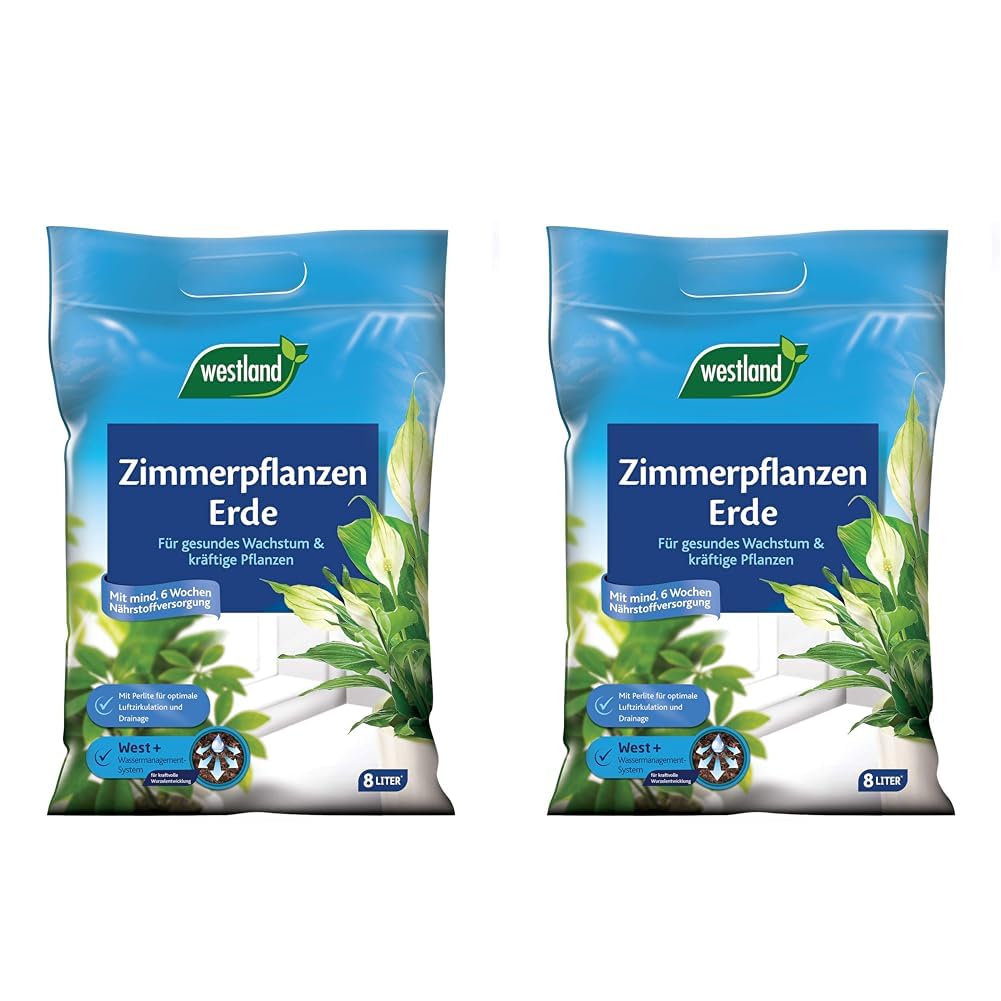 Westland Zimmerpflanzen Erde, 8 l – Erde mit Tongranulat für EIN gesundes Wachstum, Blumenerde für eine ideale Wasser- und Nährstoffverteilung (Packung mit 2)
