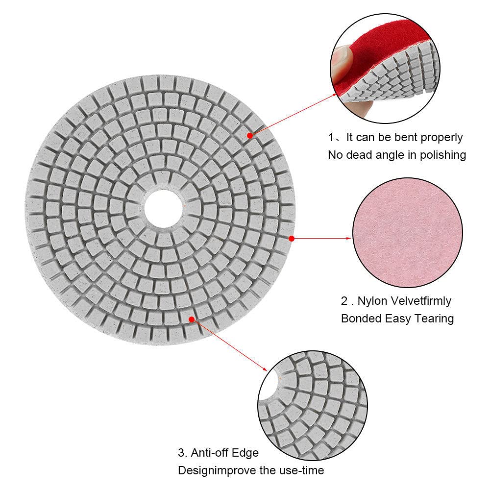 16pcs levigatura disco abrasivo diamante bagnato tamponi per lucidatura piastrelle marmo granito lucidatore pietra flessibile utensili manuali in ceramica carta vetrata, come mostrato