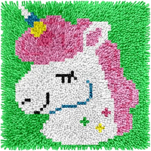 Image of Puzamen Latch Hook Kits for Adults, 12 * 12IN Latch Hook Rug Kit | 30*30cm Small Rug Making Kit Crochet Craft with Pre-Printed Canvas & Precut Yarn and Hook Tools for Christmas Gift