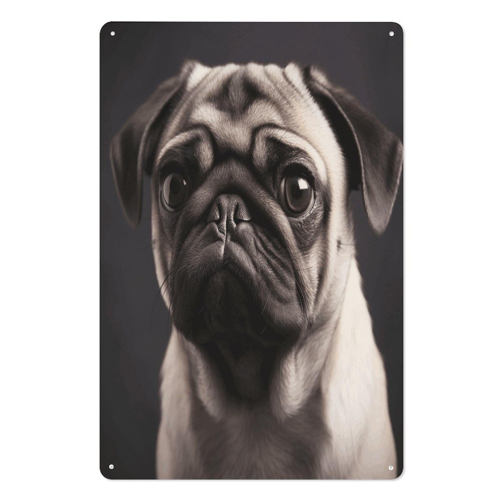Pug Tin Sign Novelty Vintage Wall Art for Home Farmhouse Decor Metal Signs Classical Tin Hanging Picture for Yard Hotel Living Room 11.8x7.8 Inches