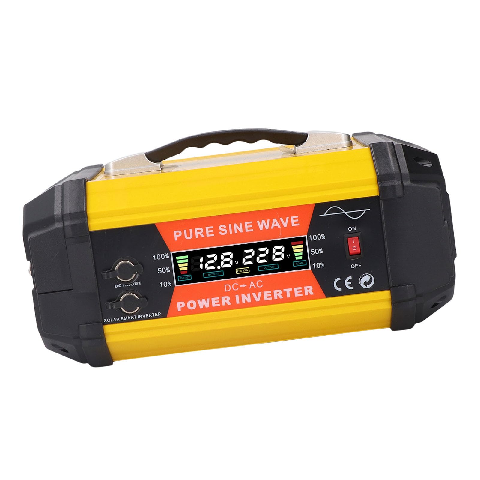 Ejoyous Convertitore a Onda Sinusoidale Pura da 500 W, Inverter a Onda Sinusoidale per Auto in ABS da 12 V a 220 V con Display LCD, Doppio Picco USB da 1000 W per Uso Solare Esterno per la Casa
