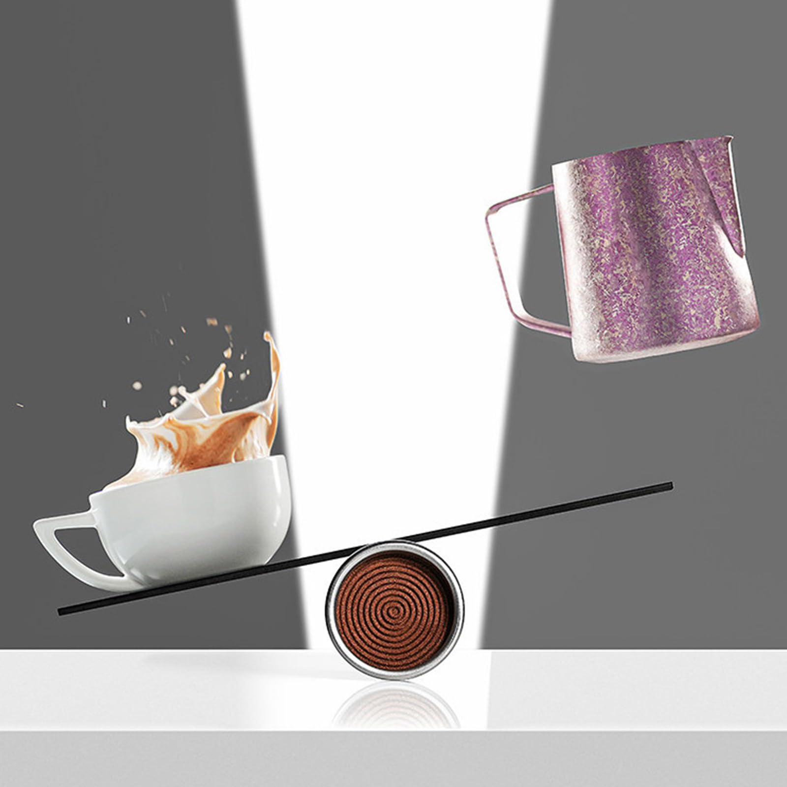 Jarras para espumar leche Latte Art, jarra ligera y pura de titanio de 600Ml para espumar leche Espresso, jarra fina para café casero