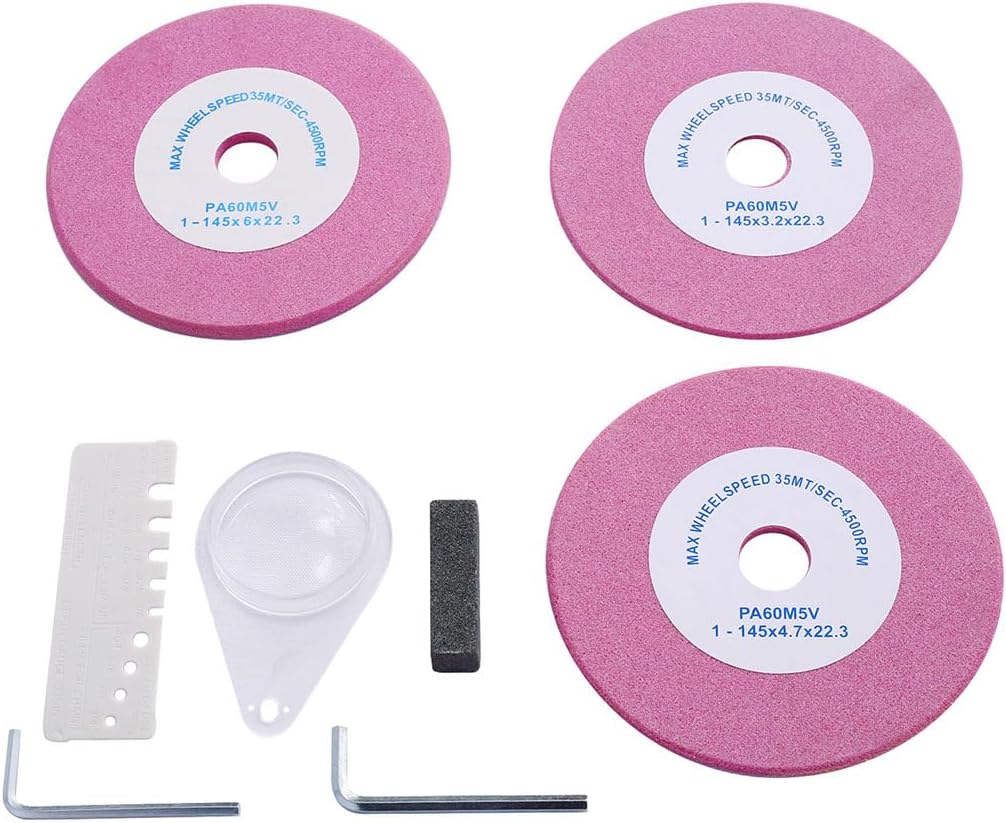 Chainsaw Sharpener,Portable Saw Chain Sharpeners with Multiple Adjustment Points and Built-In Illumination 120 Volt Bench Grinder for Workshop Garage(Gray)