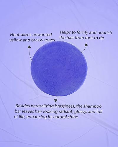 Miniatura 2 de Barra de champú morado con biotina, neutraliza los tonos cobrizos y fórmula fortalecedora, barra de champú sólida, para cabello rubio, aclarado y