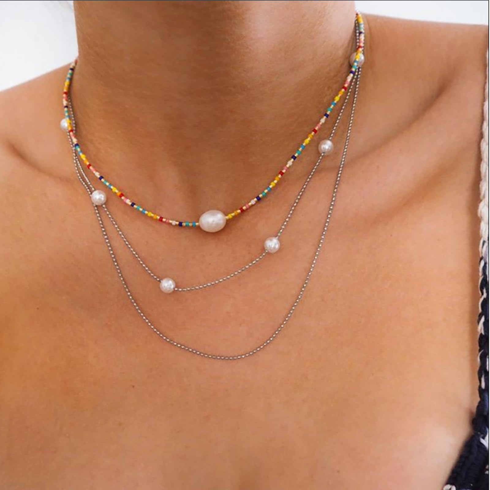 Collana Di Perle Nere VONGLYHOO - Lunghezza 150 Cm Multistrato | Gioiello Donna Per Maglioni E Abiti Eleganti