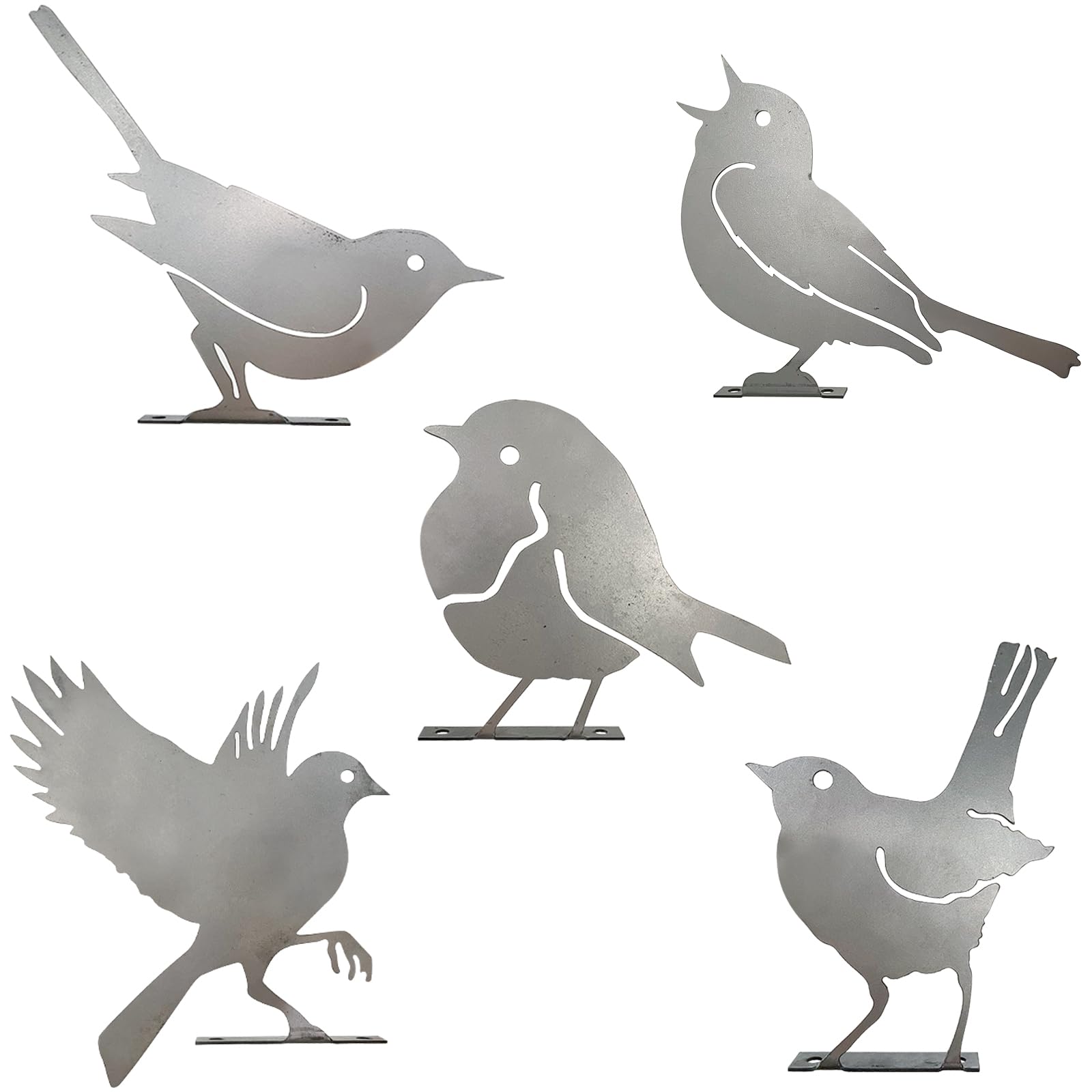 Reagia 5pcs Metal Birds with Screws Birds Garden Silhouette Fence Decoration Decorative Metal Garden Yard Art Ornaments Modern Farmhouse Patio Yard Landscape, for Bird Lovers — image 1