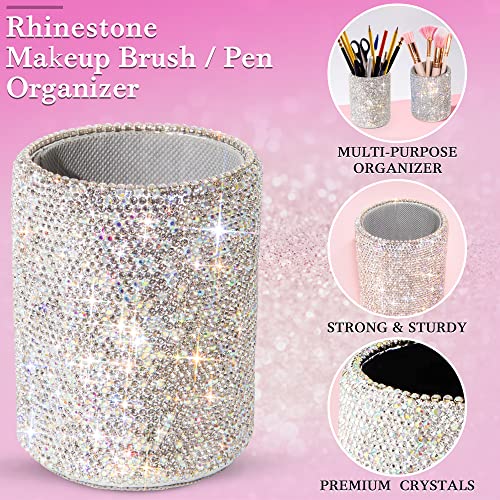 Tishaa Multi-Purpose White Crystal Pen Pencil Makeup Brush Holder - Perfect Cup Holder Container Box Organizer For Home Desk Office Vanity #TOP1