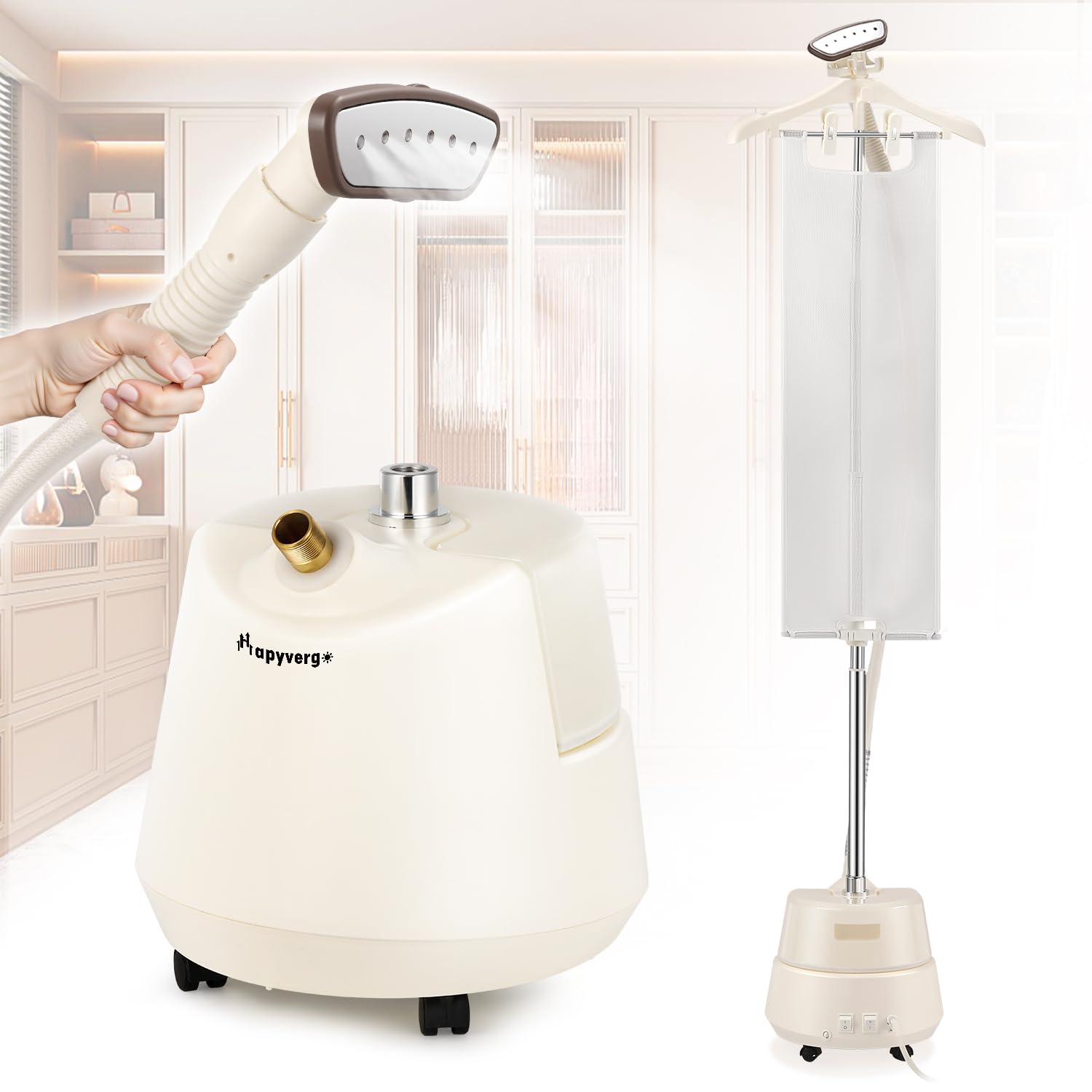 Photo 1 of Hapyvergo Standing Garment Steamer, 2200W, 3L Tank, White