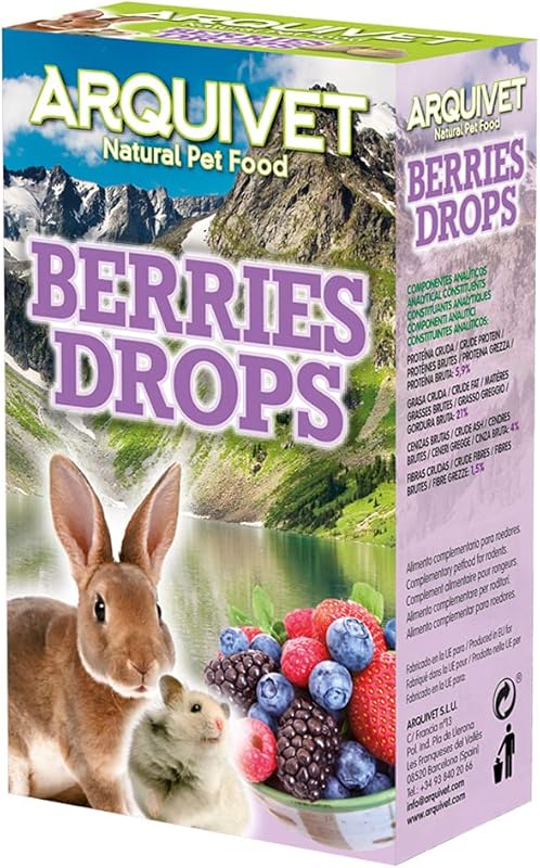 ARQUIVET Drops aux fruits des bois - 65 g - snacks pour les rongeurs - bonbons et récompenses pour lapins, hamsters, cobayes, furets