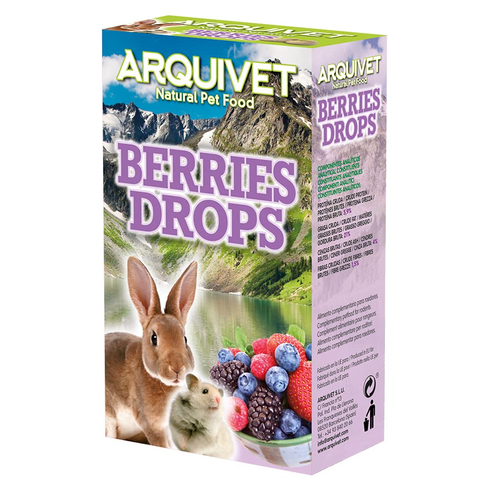 ARQUIVET Drops aux fruits des bois - 65 g - snacks pour les rongeurs - bonbons et récompenses pour lapins, hamsters, cobayes, furets