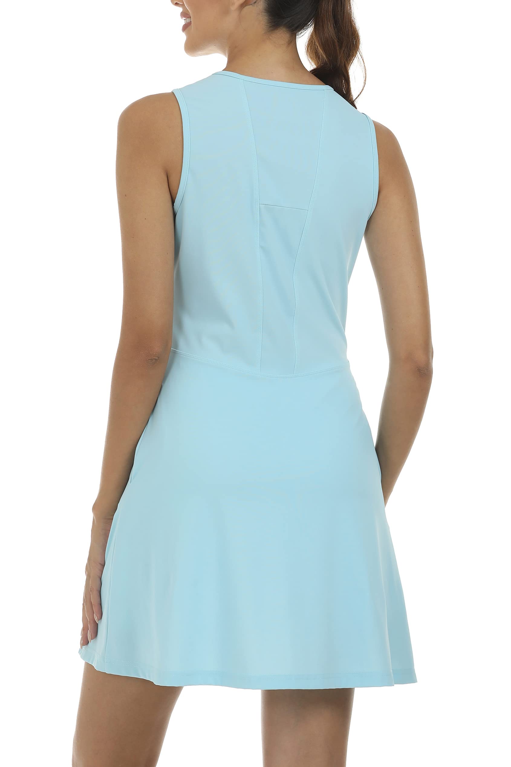 JINSHI Robe de Tennis et de Golf Femmes avec Short Intérieur Robes de Sport Athlétique sans Manches Séchage Rapide avec Poches