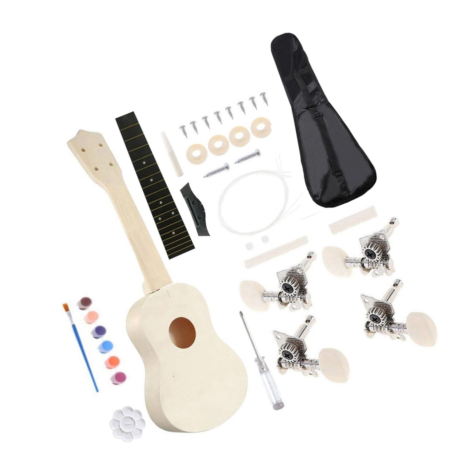 DIY 23 Calowe Ukulele Ręcznie Robione I Zmontowane Mini Gitara Z Malowanymi Rękami Drewniany Instrument Ukulele Dla Dorosłych