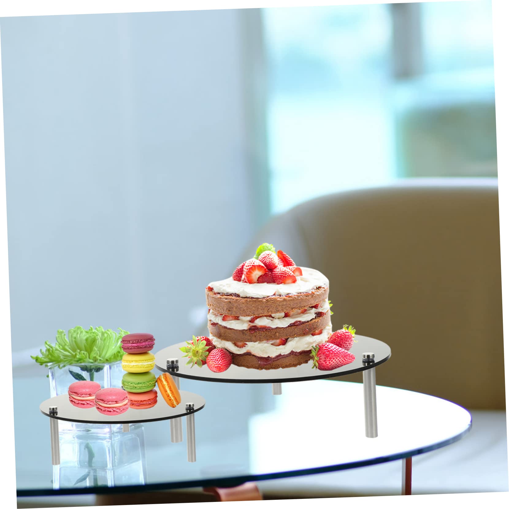 Yardwe Soporte Acrílico para Tartas de Tres Capas para Cupcakes | Negro, para Fruta y Eventos, Estilo Romántico, Presentación en Cumpleaños y Celebraciones