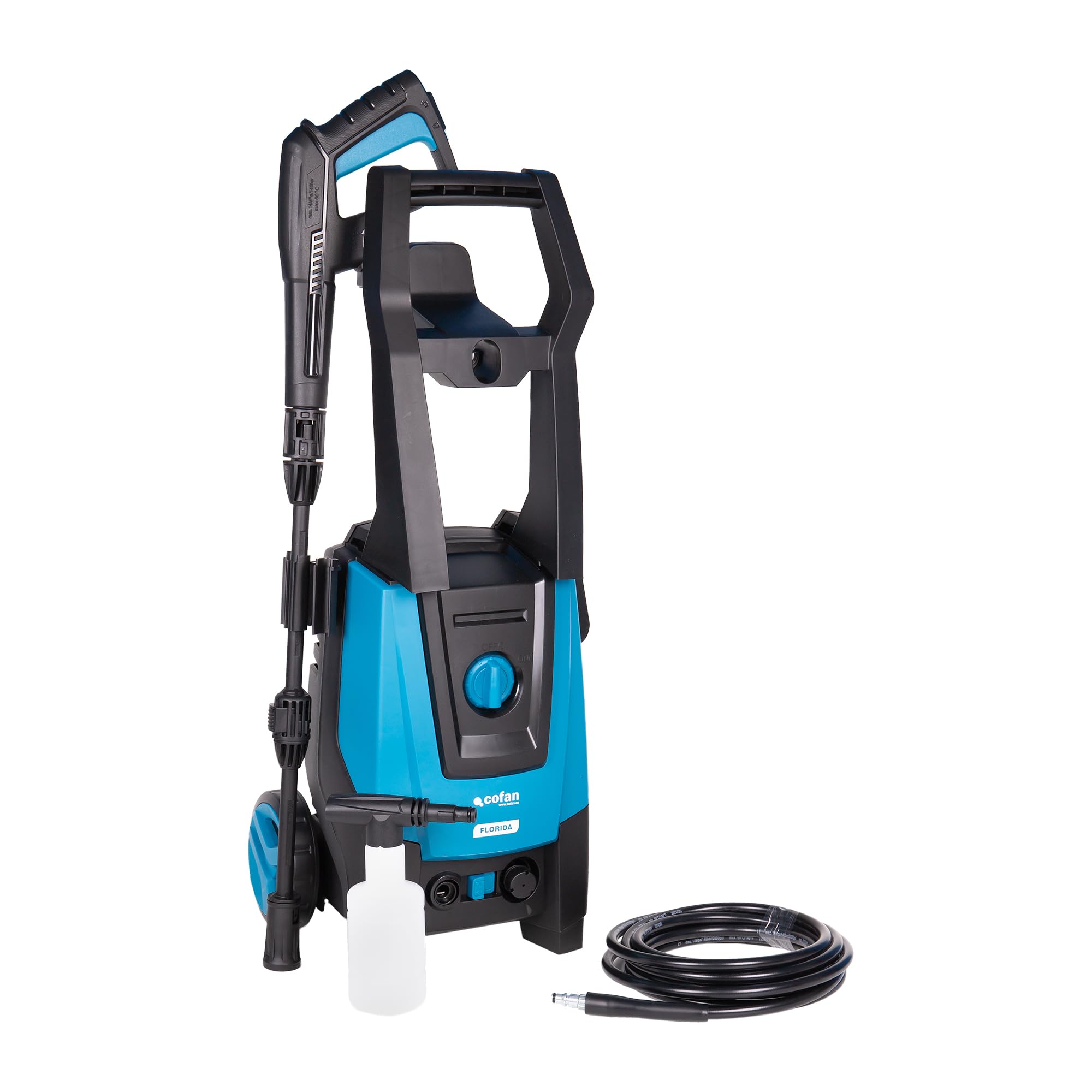 Cofan Limpiadora de Alta presión | 1600 W | Caudal máximo 420 l/h | Presión máxima 130 Bares | Manguera de 5 Metros | Lanza Regulable