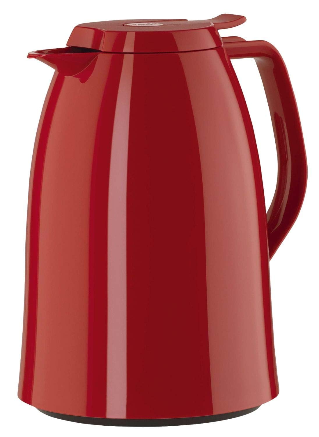 Emsa 517007 Mambo Isolierkanne | 1 Liter | Quick Tip Verschluss | 100% dicht | Hält 12 h heiß /24 h kalt | Hochglänzend rot
