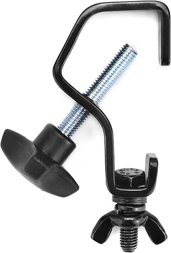 Miniatura 3 de QWORK Paquete de 6 abrazaderas de iluminación de escenario, abrazaderas negras para luz de escenario, abrazadera C de carga máxima de 44 libras para
