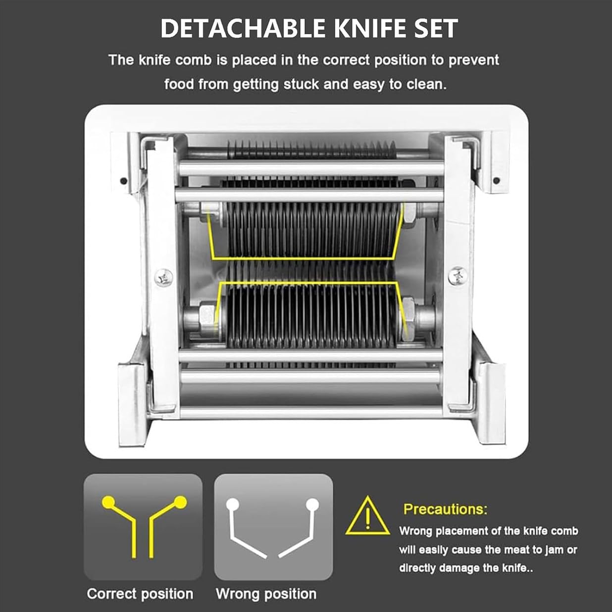 Elektryczna krajalnica do mięsa, stal nierdzewna 850 W z korbą ręczną i antypoślizgowymi nóżkami, konstrukcja 3 w 1 do krojenia, zdejmowania izolacji i kostek, idealna zarówno do kuchni
