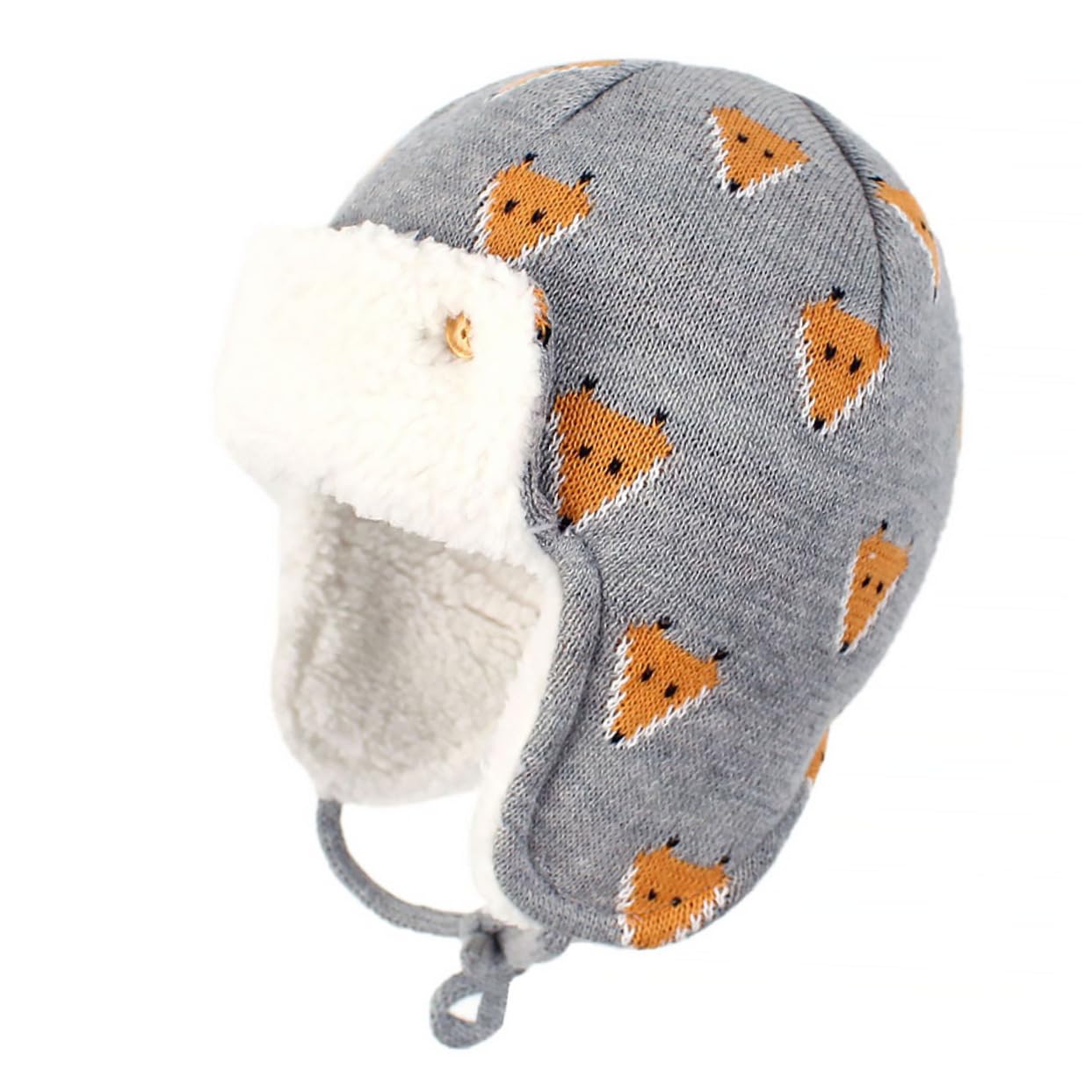 WOFASHPURET Child Winter Hat Kid Cotton Earmuffs Cap Toddler Warm Hat Soft Comfortable Grey